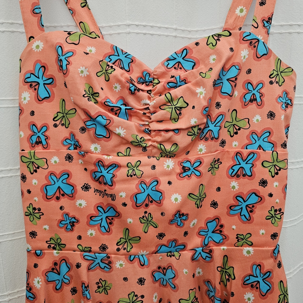 Pinup Couture Coral Butterfly Midi Dress